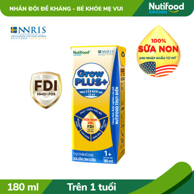 Thùng sữa bột pha sẵn Nutifood GrowPLUS+ Sữa Non Tăng Đề Kháng 1+ (48 hộp x 180ml)
