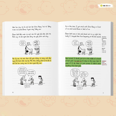 Combo 10 tập Nhật Ký Chú Bé Nhút Nhát - Diary Of A Wimpy Kid BẢN SONG NGỮ kèm audio