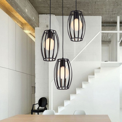 Combo 3 đèn thả treo trần lồng trụ kèm 3 bóng LED