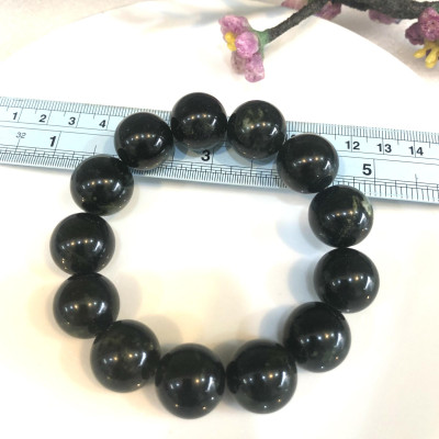 Chuỗi Phật lần tay ngọc tự nhiên serpentine của Việt Nam đường kính hạt 1.7 cm