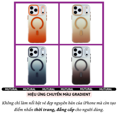 Ốp lưng nhám chống sốc đổi màu Gradient sạc từ tính không dây cho iPhone 17 Pro Max / 17 Pro hiệu Mutural Icesense - Thiết kế sang trong, Viền TPU đệm khí, mặt lưng PC chống ố vàng - Hàng nhập khẩu