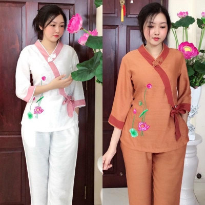 Đồ Lam Đi Chùa# Nhật Nơ 1Nút Vải Cao Cấp# Quần Áo Nữ # Đồ Bộ Nữ
