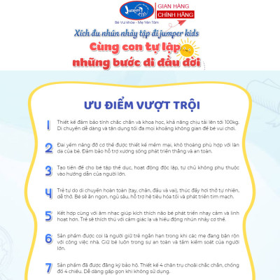 Xích Đu Nhún Nhảy Tập Đi Cho Bé JUMPER KIDS JPK102 Bộ Cao Cấp Có Thêm Chân Ngang Đồ Chơi Vận Động Cho Trẻ Em