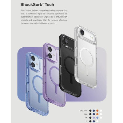 Ốp Lưng Cho iPhone 17/ 17 Air UNIQ COMBAT 3 Lớp Bảo Vệ Chống Sốc 4m Chuẩn Quân Đội ShockSorb Sạc Không Dây Chắc Chắn Hàng Chính Hãng