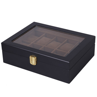 Hộp Đựng Đồng Hồ 10 Cái SAIKE SAIKE S100 Vỏ Gỗ Đen Lót Nhung Màu Nâu