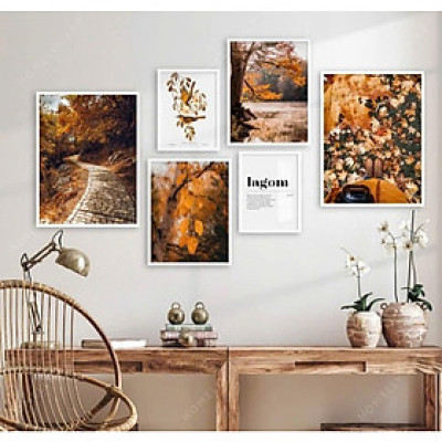 (HCM) Tranh treo tường cảnh mùa thu trang trí phòng khách, trang trí quán(kèm đinh treo)