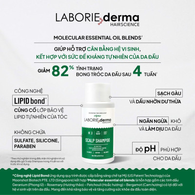 Dầu gội hỗ trợ cân bằng hệ vi sinh da đầu LABORIE derma Scalp Shampoo 250ml