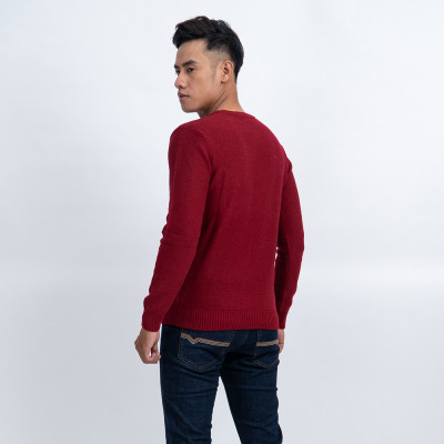 Áo len nam dài tay cổ tròn màu đổ đô NOVELTY 180584T