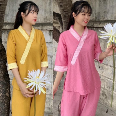 Đồ Lam Đi Chùa# Bà Lai Phối Gấm Vải Tơ Lụa Cao Cấp # Quần Áo Nữ # Đồ Bộ Nữ