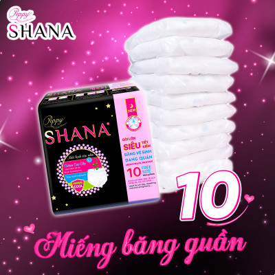 Combo 6 gói Băng vệ sinh quần Peppy Shana ngày đêm, mềm mại, thấm hút tối đa, chống tràn GÓI LỚN 10 quần/gói