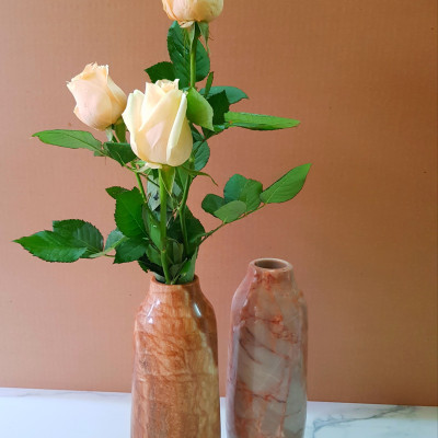 Bình cắm hoa bằng đá tự nhiên màu Vàng vân gỗ độc đáo