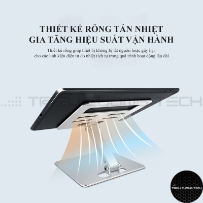 Giá Đỡ Máy Tính Bảng - Ipad - Điện Thoại Hợp Kim Nhôm Nguyên Khối - Nâng Hạ Điều Chỉnh Góc Nhìn Tùy Thích - Gấp Gọn Tiện Lợi - Hàng Chính Hãng