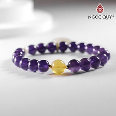 Vòng tay đá thạch anh tím & ngọc trai mix charm vỏ sò mệnh hỏa. thổ - Ngọc Quý Gemstones