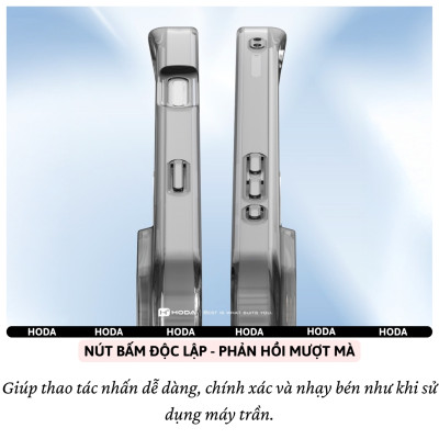 Ốp lưng kính cường lực chống sốc 2m viền TPU Hoda Crystal Pro trong suốt clear cho IPhone 17 Air 17 Pro Max 17 Pro 16 Pro Max 16 Pro - Hàng nhập khẩu