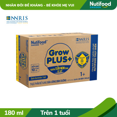 Thùng sữa bột pha sẵn Nutifood GrowPLUS+ Sữa Non Tăng Đề Kháng 1+ (48 hộp x 180ml)