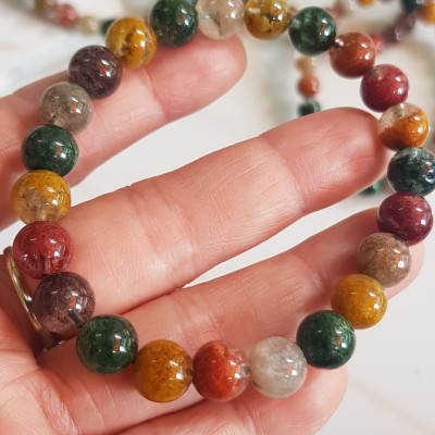 Vòng tay phong thuỷ may mắn đá Thạch anh Ưu linh đa sắc Size hạt 8mm đá Ưu linh đẹp sang trọng của đá thạch anh tự nhiên đa sắc giúp xua tan mệt mỏi, đem đến năng lượng tích cực may mắn tài lộc cho gia chủ ,tăng sự quyến rũ sang trọng cho phái đẹp ạ