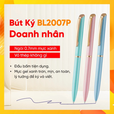 Bút ký cao cấp Pentel Bl2007 ngòi 0.7mm mực xanh thiết kế thanh lịch