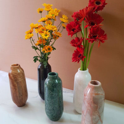 Bình cắm hoa bằng đá tự nhiên màu Vàng vân gỗ độc đáo