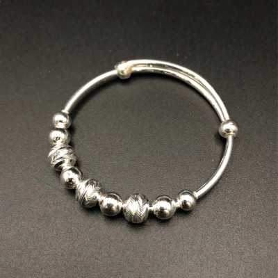 Vòng Tay Lắc Tay Cho Bé Bạc Ta Hình Bi Phay Free Size BẠC HIỂU MINH LTE530