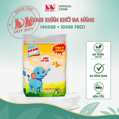 Combo 5 gói Khăn khô đa năng Akari vải sợi tự nhiên 500gr (13.5x20cm) dạng rút siêu tiết kiệm