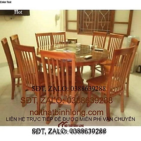 Bàn ghế ăn gỗ xoan đào 10 ghế bàn tròn 1,6m