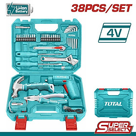 BỘ 38 MÓN BAO GỒM MÁY SIẾT VÍT TSDLI0402 DÙNG PIN 4V TOTAL THKTHP10386 - HÀNG CHÍNH HÃNG