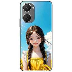 Ốp lưng cho Vivo Y03 - Y03T - Y18 - Y18S - Y18T - Y27 5G - Y28 4G - Y36 - Mỹ Nữ Hoa Hướng Dương - Hàng Chính Hãng