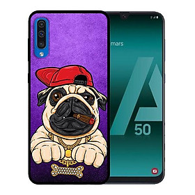 Ốp lưng in cho Samsung Galaxy A7 2018 mẫu Pulldog Hiphop Nền Tím - Hàng chính hãng