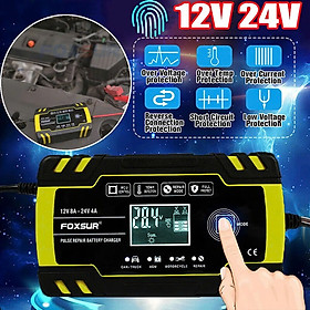 Sạc Ắc Quy Foxsur Thông Minh 12V–24V - 150Ah Hàng Nhật- Tự Ngắt, Khử Sunfat, Phục Hồi Ắc Quy Siêu Hiệu Quả , đèn ốp trần
