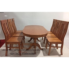 Bộ bàn ăn bầu dục gỗ sồi 6 ghế