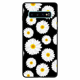 Ốp lưng dành cho Samsung S10 Plus mẫu Hoạ Tiết Cúc Nền Đen