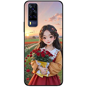 Ốp lưng cho Vivo V23e - Y31 - Y51 - Y55 - Y55s - Y55 2022 - Thiếu Nữ Cầm Hoa Hồng - Hàng Chính Hãng
