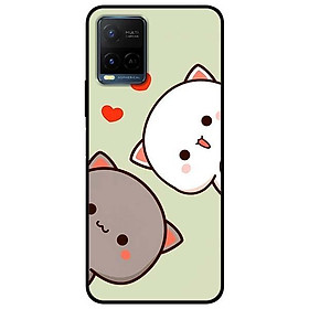Ốp lưng dành cho Vivo Y21 - Vivo Y21s mẫu Hai Chú Mèo Trái Tim Đỏ