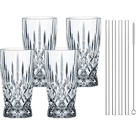 Bộ cốc Nachtmann 104671 Noblesse Latte Macchiato Set 4 dung tích 350ml, kèm ống hút hàng chinh Hãng
