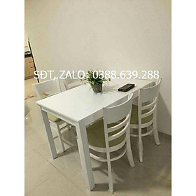 Bộ bàn ăn cabin trắng 1m2 + 4 ghế cabin  Thương hiệu Nội Thất Bình Long 