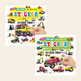 Sách - Trò Chơi Bóc Dán Hình Sticker - Xe Công Trình - Combo 2 Tập - Rèn Luyện IQ EQ CQ - Việt Thư