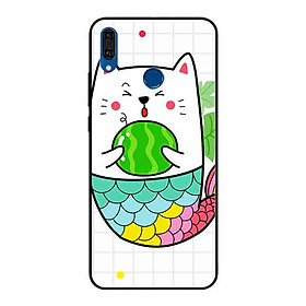 Ốp Lưng in cho Huawei Y9 2019 Mẫu Mèo Cá Ôm Dưa Hấu - Hàng Chính Hãng
