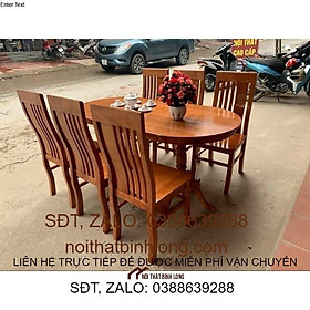 Bàn ăn bầu dục 6 ghế đục Thọ