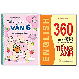 Sách - Take Note - Văn 6 - Không Lò Xo + 360 Động Từ Bất Quy Tắc - Trắng Đen - Minh Thắng