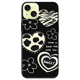 Ốp lưng dành cho Iphone 15 - Iphone 15 Plus - Iphone 15 Pro - Iphone 15 Pro Max - Tim Đen Trắng - Hàng Chính Hãng