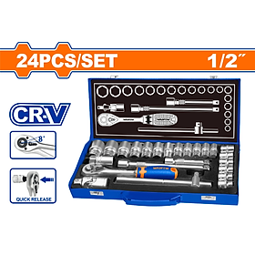 BỘ 24 CHI TIẾT TAY VẶN ĐẦU TUÝP 1/2" WST2L24 WADFOW - HÀNG CHÍNH HÃNG