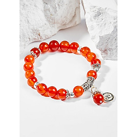 Vòng Tay Phong Thủy Nữ Đá Mã Não Đỏ Phối Charm Cung Hoàng Đạo Cự Giải (8mm) Mệnh Hỏa, Thổ Ngọc Quý Gemstones