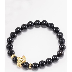 Vòng Tay Đá Thiên Thạch Charm Tuổi Thân Bạc Mạ Vàng 24K Ngọc Quý Gemstones