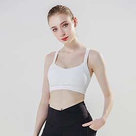 Áo tập Yoga Gym dây phối trắng BA507 Hibi Sports - Có mút nâng ngực bên trong
