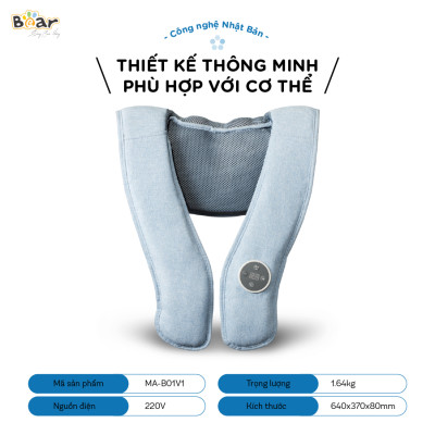 Máy Massage Vai Gáy Bear Mát Xa Đấm Lưng Làm Nóng Bằng Hồng Ngoại Cao Cấp MA-B01V1-Hàng Chính Hãng