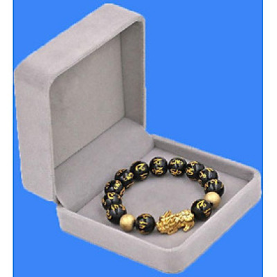 Vòng tay đá Thạch Anh Đen khắc Phật Chú 12 ly - cẩn Tỳ Hưu Phong Thủy inox vàng VTAEPVTHHBV12 - hợp mệnh Thủy, mệnh Mộc