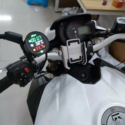 Đồng Hồ Cao Cấp Cho Xe Máy: 3in1 Báo Giờ, Nhiệt Độ, Vôn Ắc Quy - Mẫu Mới Chống Nước Loại Tốt, ĐÈN TRANG TRÍ