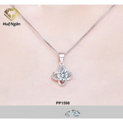 Dây chuyền bạc Ý 925 Huệ Ngân - Cỏ bốn lá may mắn PP1598