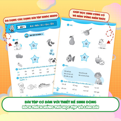Sách - Bài Tập Bổ Trợ Tiếng Việt Cơ Bản Và Nâng Cao Lớp 1 - Combo 2 Tập - Megabook