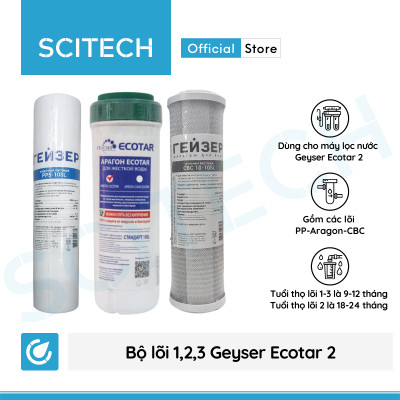 Bộ lõi thay thế máy lọc nước Nano Geyser Ecotar by Scitech (Tặng kèm lõi tiền lọc) - Hàng chính hãng